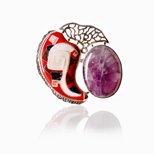 Red and Violet Brooch